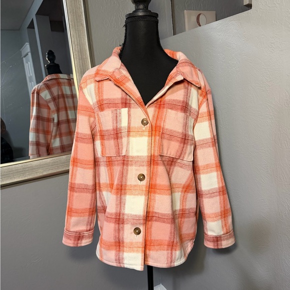 Old Navy Jackets & Blazers - Old Navy Pink & Orange Plaid Shaket XL Plus 14-16.
